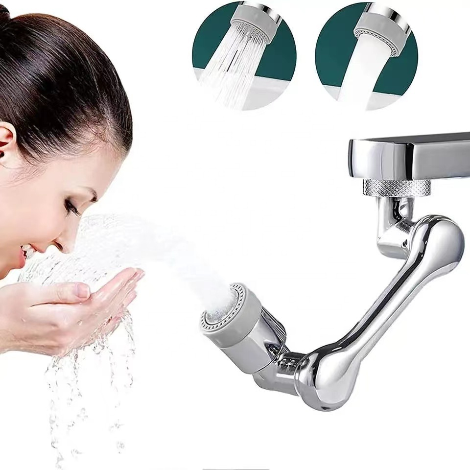 Universal Splash Filter 1080 Degree Swivel Robotic Arm Swivel Sink Faucet Extender Rotating Bathroom Sink Faucet Aerator Nozzle