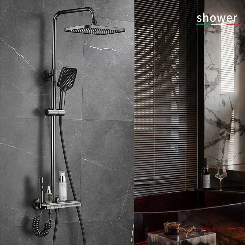 smart led digital shower set bathroom gun gray piano keys digital system electric faucet thermostati thermostatic