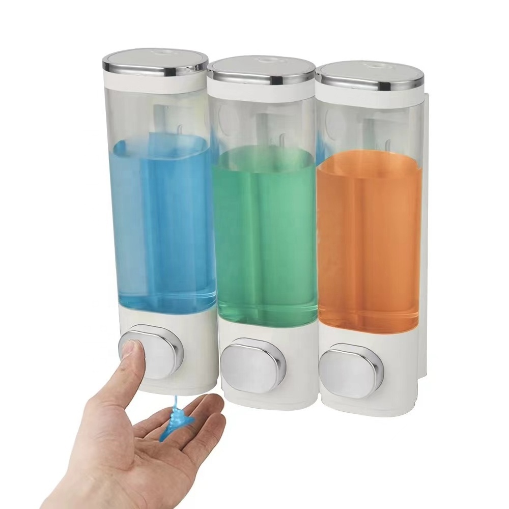 hotel supplies adhesive bottle hotel bathroom three part shampoo and soap dispenser