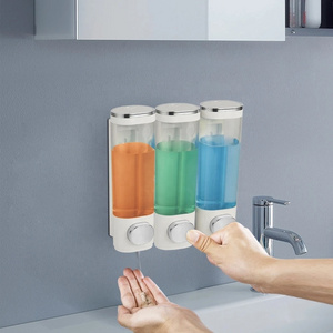 3 Chamber Wall Mount Soap And Shower Dispenser Hand Shower Shampoo Liquid Soap Dispenser Three Pumps Bathroom Soap Dispenser