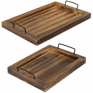 Featured Wooden breakfast tray Acacia wooden bread tray Kitchen wooden tea snack tray