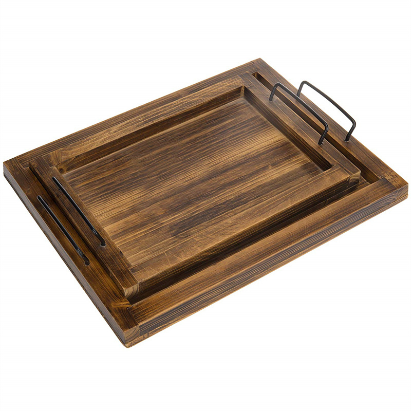 Featured Wooden breakfast tray Acacia wooden bread tray Kitchen wooden tea snack tray