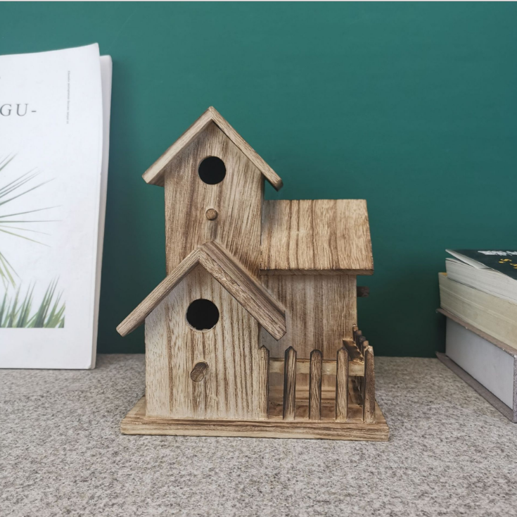 Wholesale custom high quality simple wooden bird house cheap price Wooden bird house garden decoration bird house