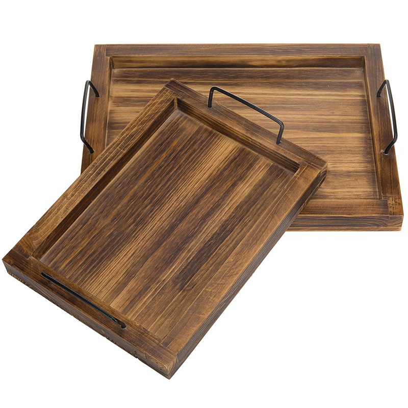 Featured Wooden breakfast tray Acacia wooden bread tray Kitchen wooden tea snack tray