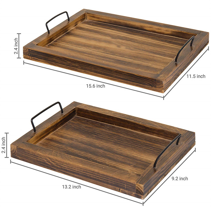 Featured Wooden breakfast tray Acacia wooden bread tray Kitchen wooden tea snack tray