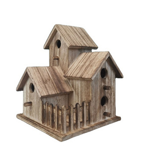 Wholesale custom high quality simple wooden bird house cheap price Wooden bird house garden decoration bird house