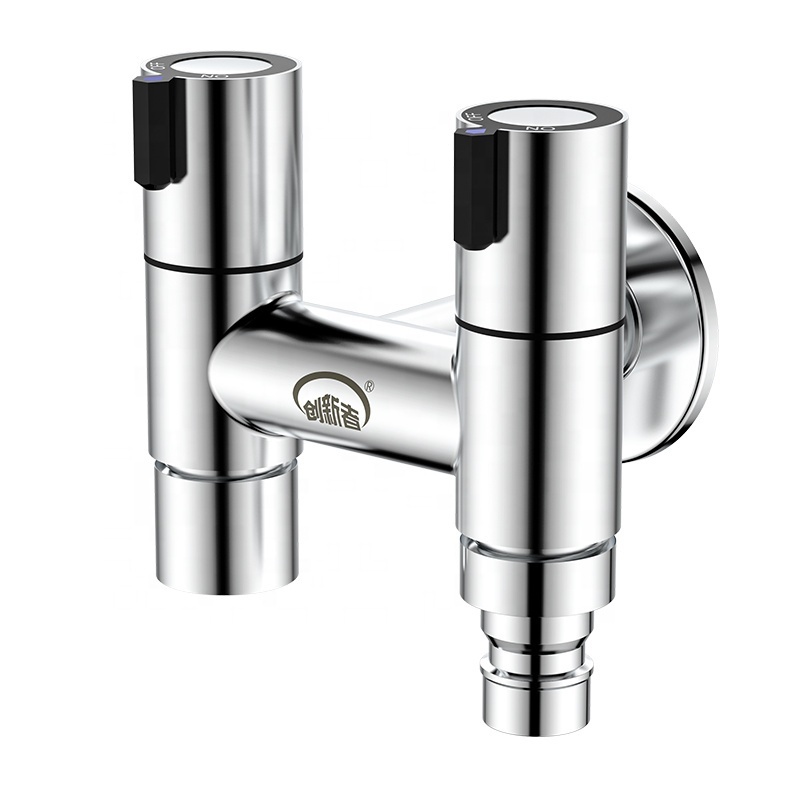 New Design Stainless Steel Angle Valve Faucet Parts Double Water Outlet 3 Way Angle Valve For Bathroom