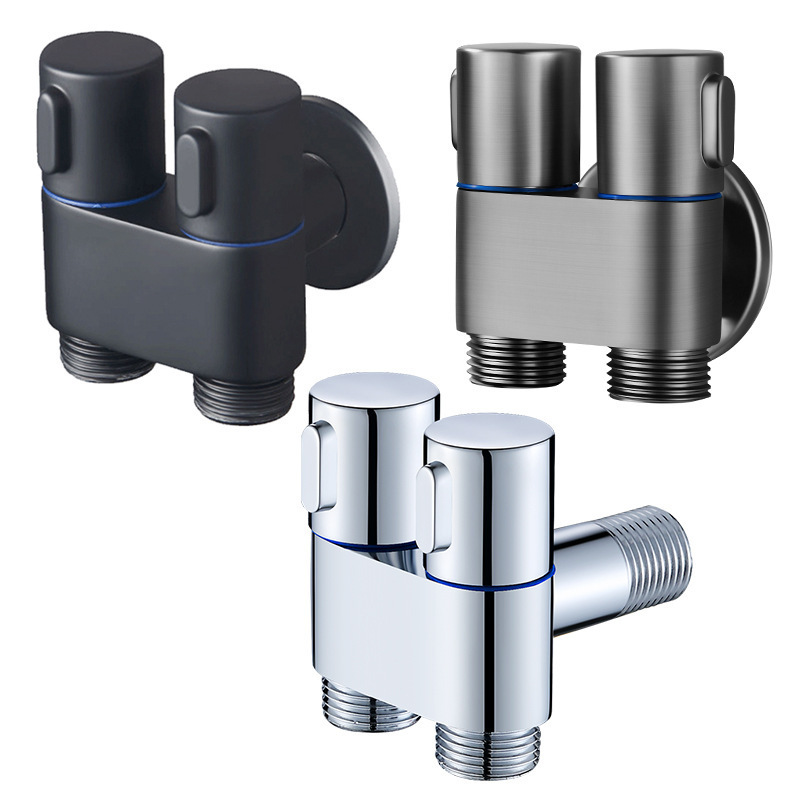 Good Quality Multi-functional Double Handle Brass Angle Valve Water Control 3 Way Diverting Valve For Toilet Bathroom