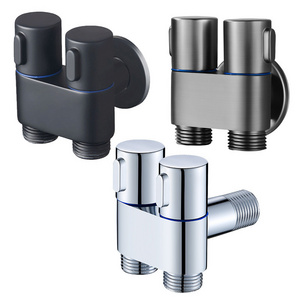 Good Quality Multi-functional Double Handle Brass Angle Valve Water Control 3 Way Diverting Valve For Toilet Bathroom