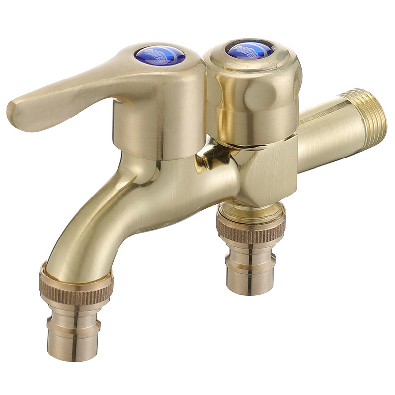 Washing Machine Faucet Brass Tap Chrome Plated Double Water Outlet Garden Bathroom  Fast On Faucets