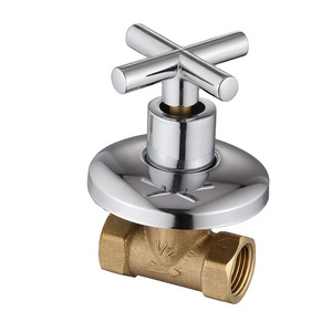 Good quality brass forged manual plumbing materials valve concealed brass stop cock ball valve In wall style