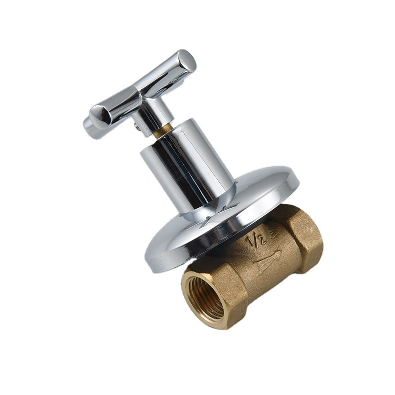 Good quality brass forged manual plumbing materials valve concealed brass stop cock ball valve In wall style