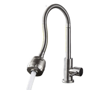 Factory Direct Economic 304 Stainless Steel Faucet Cold Water Sink Universal Kitchen Faucet