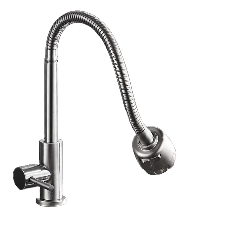 Factory Direct Economic 304 Stainless Steel Faucet Cold Water Sink Universal Kitchen Faucet