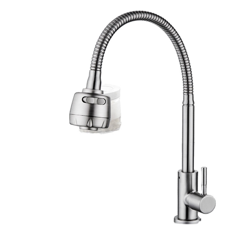 Factory Direct Economic 304 Stainless Steel Faucet Cold Water Sink Universal Kitchen Faucet