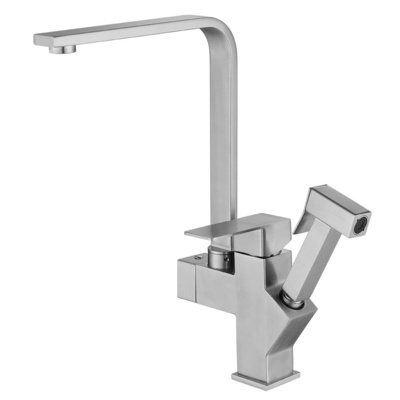 304 Stainless Steel Faucet Square Kitchen Faucet Commercial Pull Down Kitchen Sink Faucet With Dual Function Sprayer