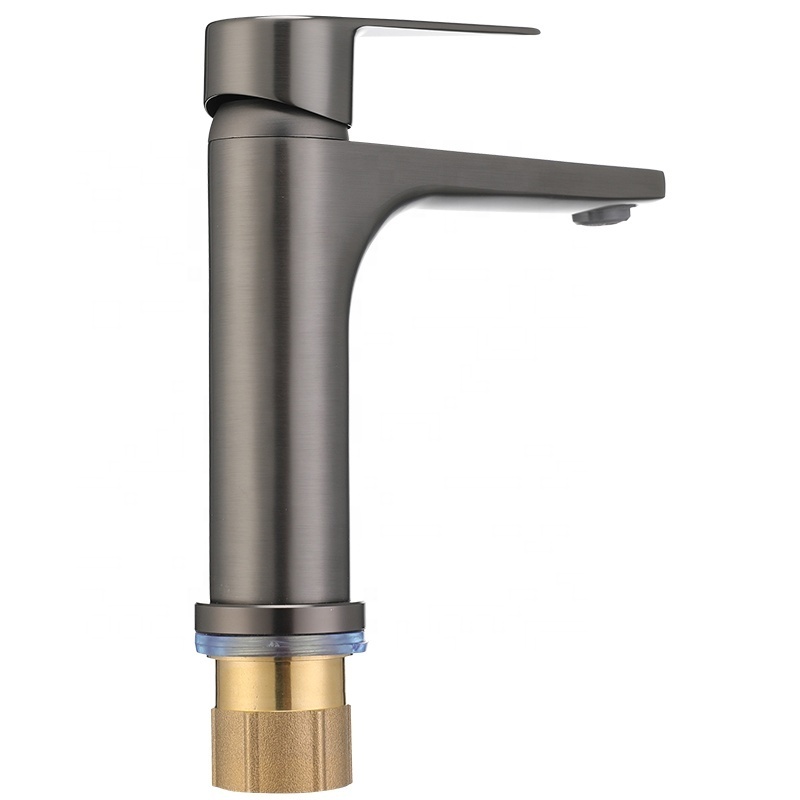 New Brass Basin Tap Single Handle Deck Mounted Hot And Cold Bathroom Basin Faucet Gun Grey Faucet For Bathroom