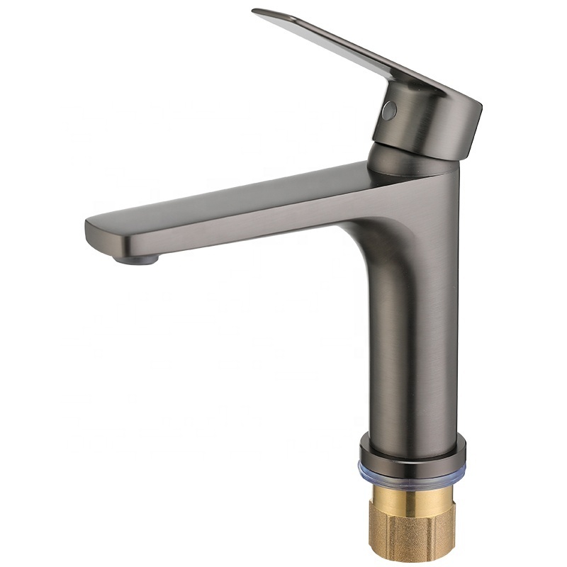 New Brass Basin Tap Single Handle Deck Mounted Hot And Cold Bathroom Basin Faucet Gun Grey Faucet For Bathroom