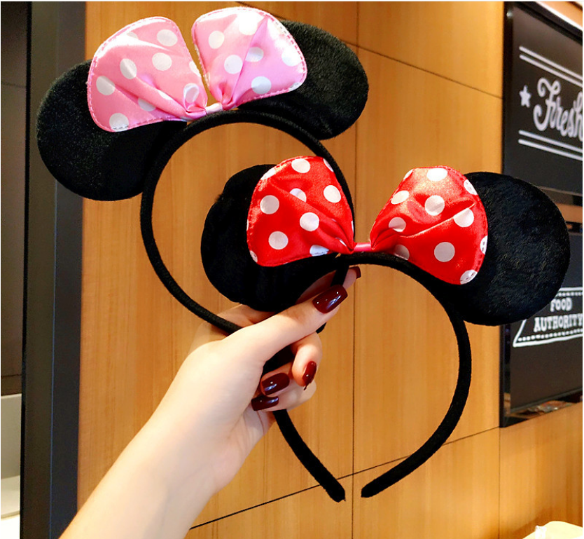 Cute Big Bow Mickey Headband Cartoon Cheap Lovely Plastic Mouse Head Ears Shape Hair Headband for Kids