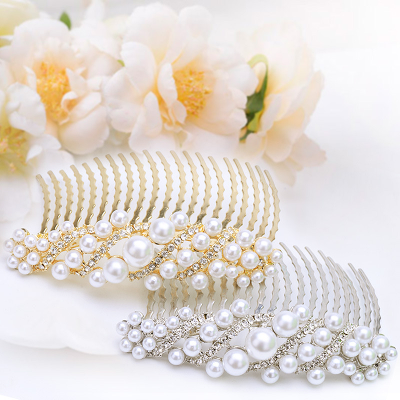 Women bridal wedding jewelry hair comb accessories,fashion flower crystal pearl hair ornament comb