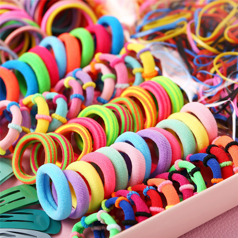 Cute Mixed Color Little Girl Elastic Hair Bands Mini Claws Clip Hair Tie for Kids Hair Accessories Set