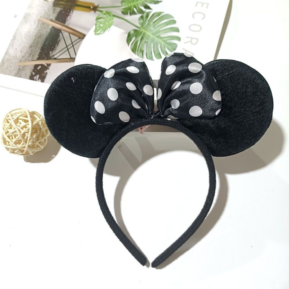 Children Minnie Mickey Bow Headband Cute Mickey Mouses Fabric Ears Hair Band Birthday Festival Gifts Wholesale