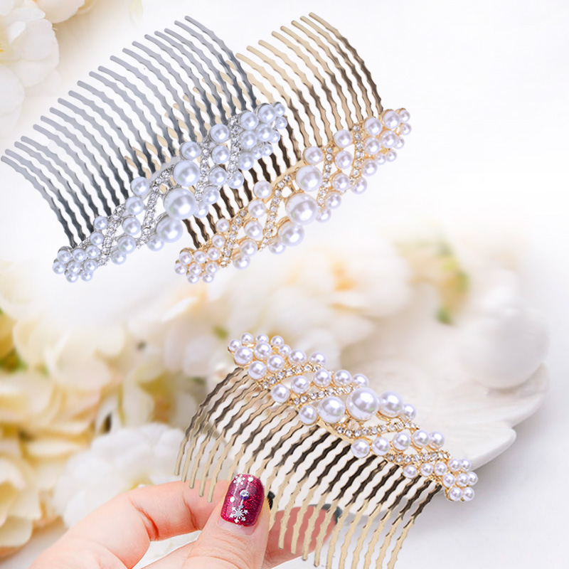 Women bridal wedding jewelry hair comb accessories,fashion flower crystal pearl hair ornament comb