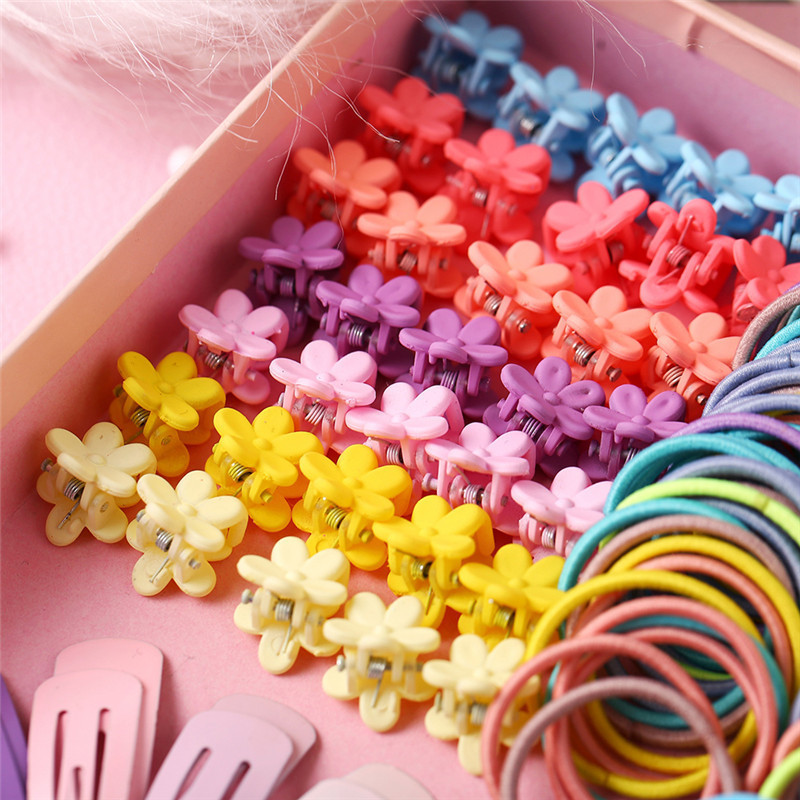 Cute Mixed Color Little Girl Elastic Hair Bands Mini Claws Clip Hair Tie for Kids Hair Accessories Set