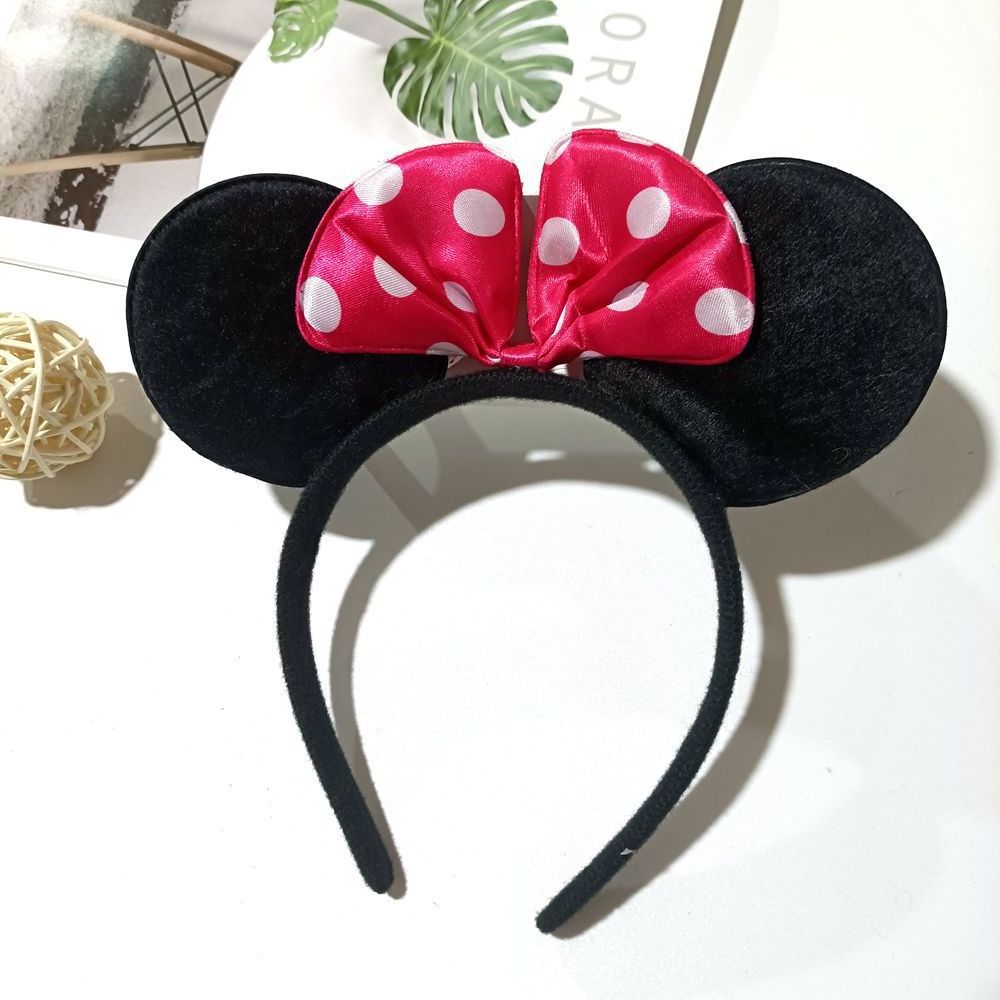 Children Minnie Mickey Bow Headband Cute Mickey Mouses Fabric Ears Hair Band Birthday Festival Gifts Wholesale