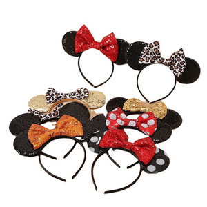 Cartoon Mickey Ears Hairband Princess snow White Sequin Prom Mouse Ears Headbands Party Gift Decoration