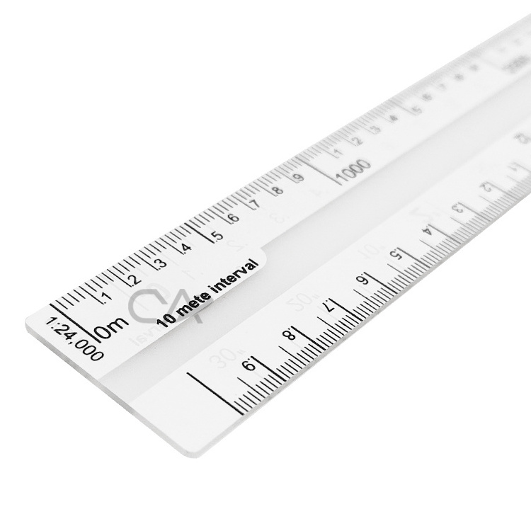 Professional measuring scale ruler  lexan resin plastic durable flexible plastic map scale ruler