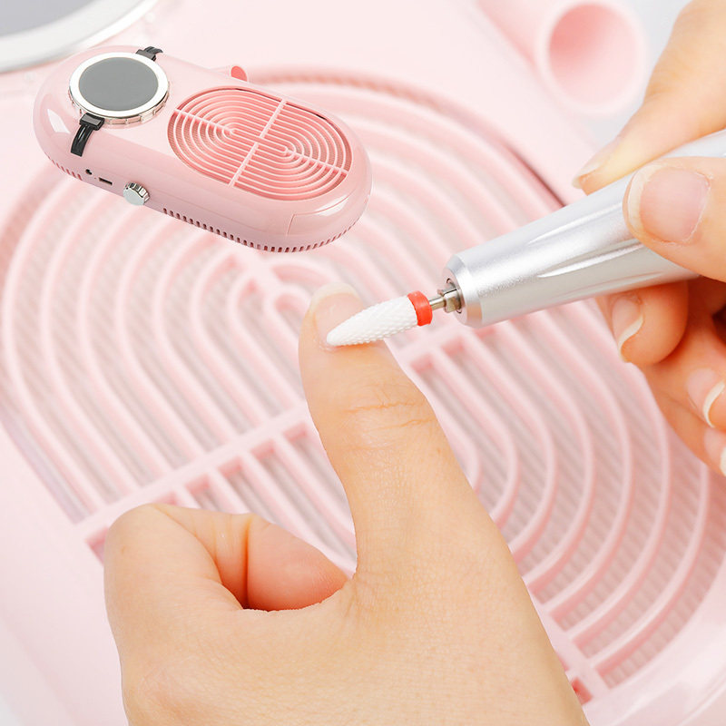 Professional Nails Drill Vaccum Cleaner Pink Acrylic Manicure Polishing Tool Pedicure Custom Logo Wholesale Nail Dust Collector