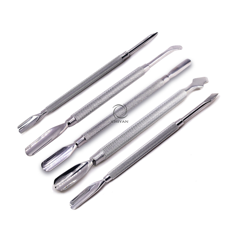 Professional Nail Supply Custom Logo Pedicure Tool Metal Manicure Pusher Dead Skin Remover Custom Trimmer Nail Cuticle Pusher