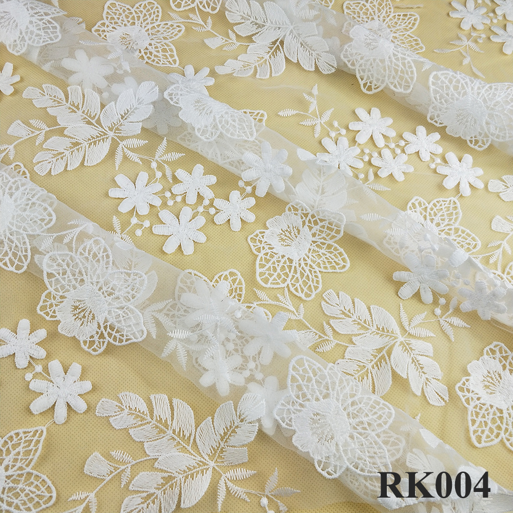 Embroidered Small Flowers Transparent Milk Silk Lace Fabric For Women Wedding Dress Sewing