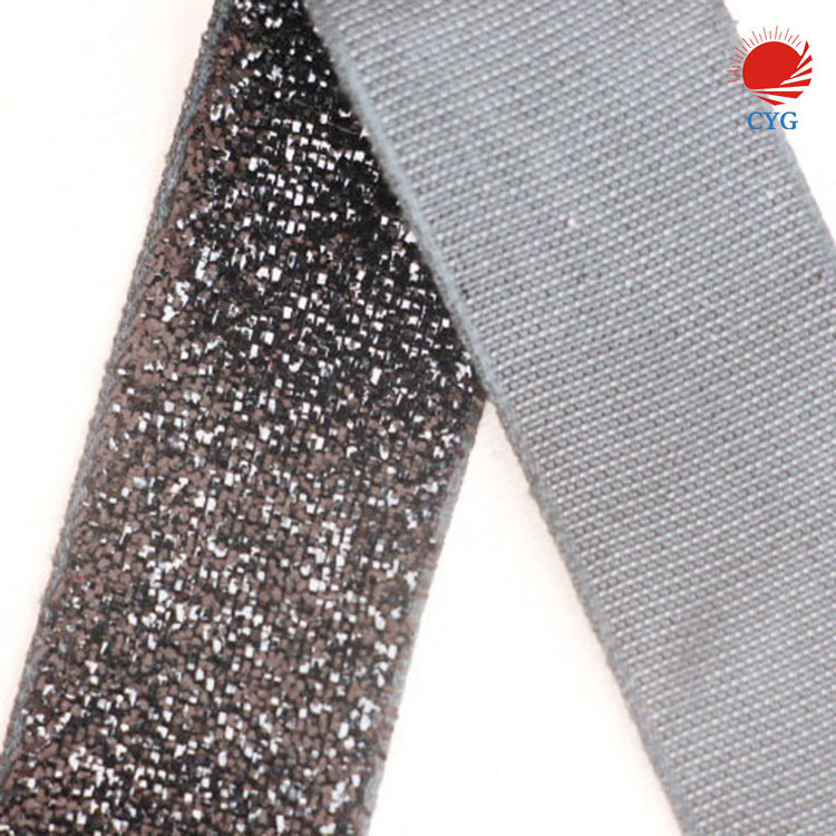 Good Quality Gold Glitter, Sliver Glitter Elastic Band Fold Over Elastic Band