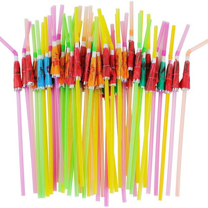 Hawaiian Party Plastic Cocktail Straws with Umbrella 50pcs