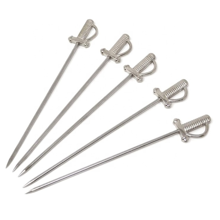 Cocktail Picks Stainless Steel Reusable Toothpicks Fruit Sticks |Sword