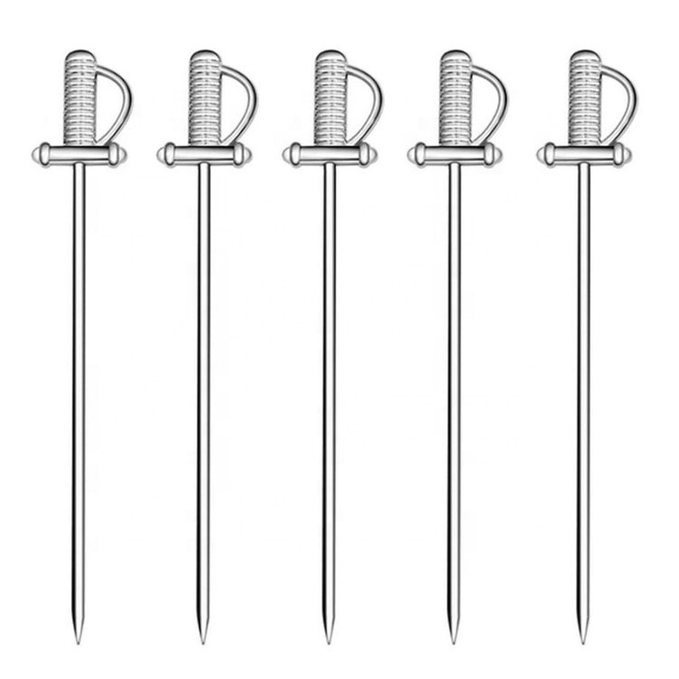 Cocktail Picks Stainless Steel Reusable Toothpicks Fruit Sticks |Sword