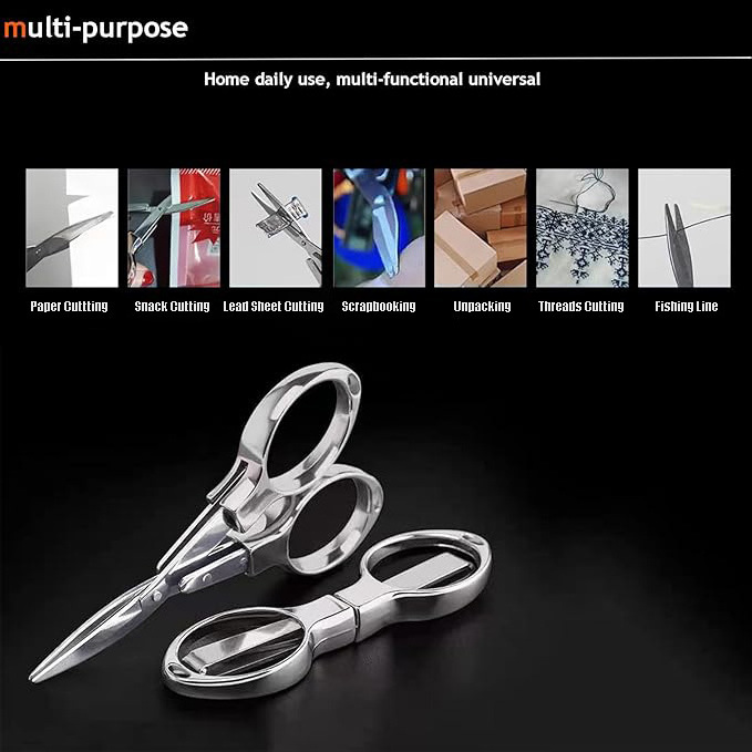 multipurpose Folding Scissors Small Foldable Scissors Mini Portable Sewing Cutter Shear for Travel School Fishing Home DailyLife