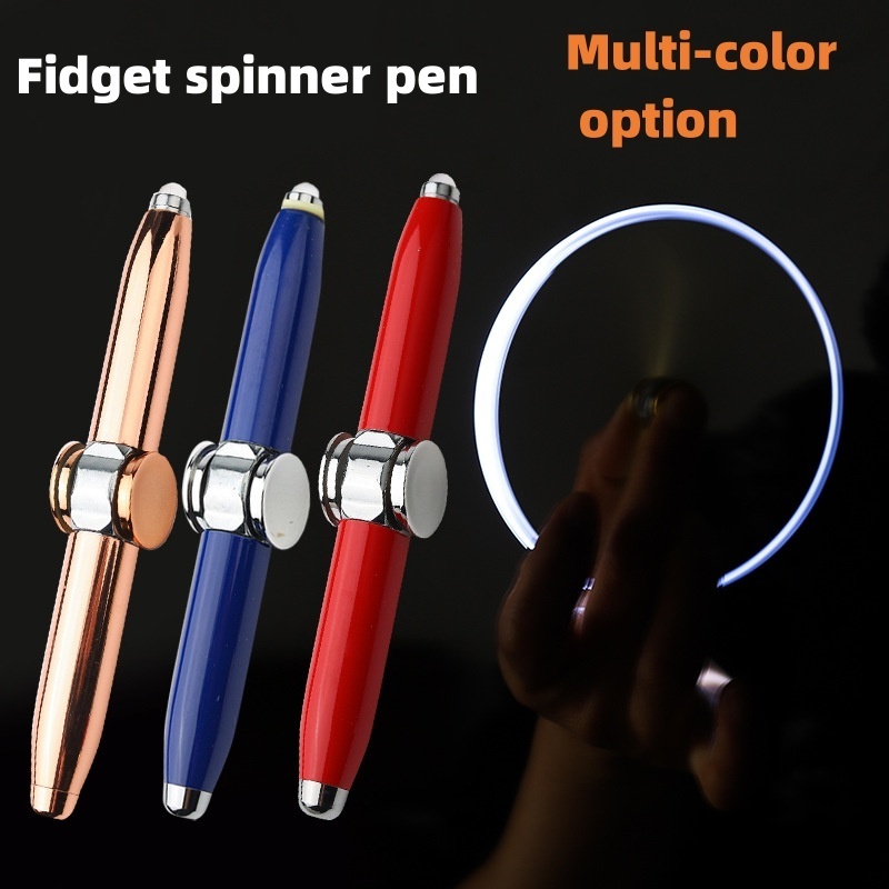 Black tech net red metal rotating light drawing pen Fingertip decompression pen Light fingertip spinner pen