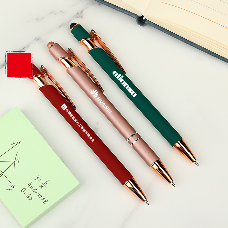 Golden Dragon Promotional metal stylus with custom green rose gold logo touch screen cheap gift Ballpoint pen