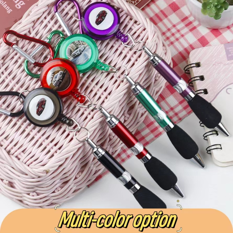 Mini mountaineering buckle telescopic rope press ballpoint pen anti-loss bullet ballpoint pen