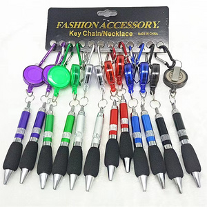 Mini mountaineering buckle telescopic rope press ballpoint pen anti-loss smooth ballpoint pen