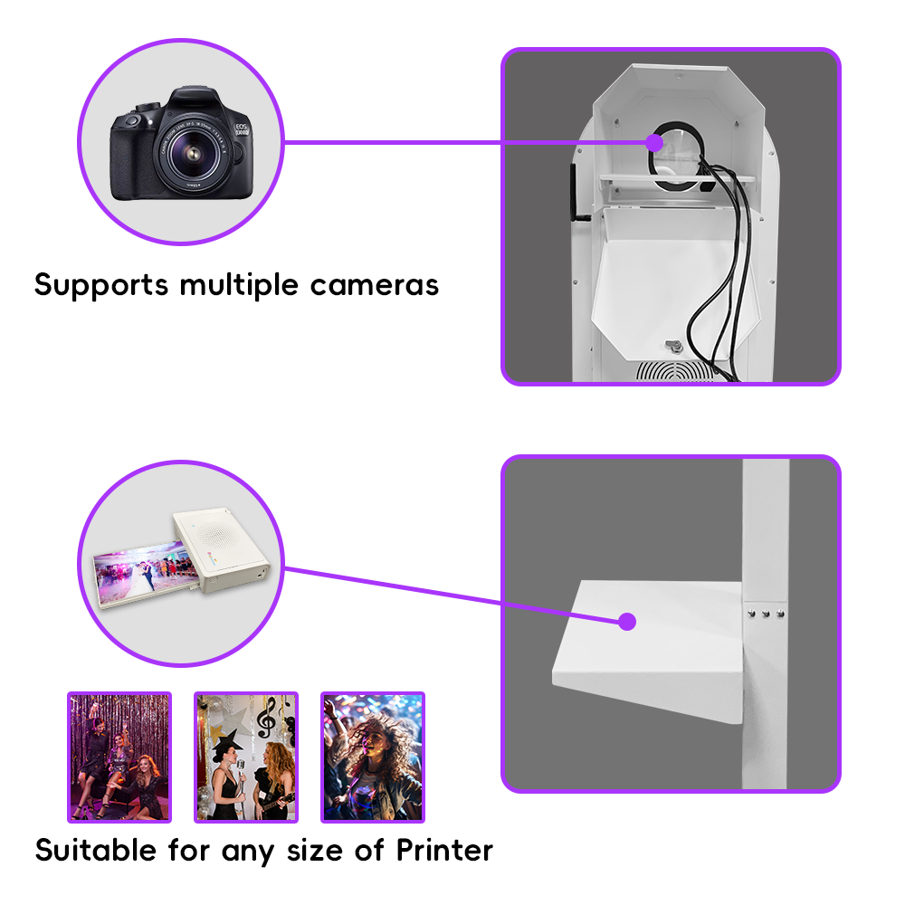 portable digital 15.6inch touch screen selfie led frame oval dslr photo booth with camera and printer shell with flight case