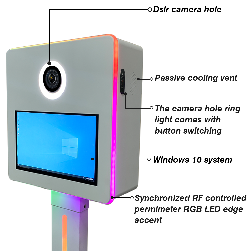 Newest 15.6 inch DSLR portable digital wholesale professional camera photo booth cabin shell with camera and printer for events