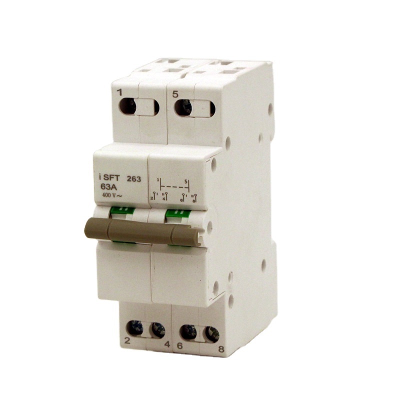 CYAWIT Changeover Switch 2P 63A 230/400VAC Modular Dual Power Manual Transfer Isolator Switch Din Rail Installation