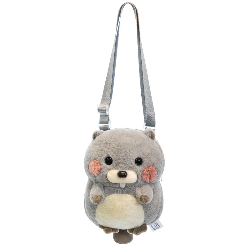 Wholesale Cute Squirrel Doll Messenger Bag Girls Birthday Gift Cartoon Hamster Plush Toy Backpack