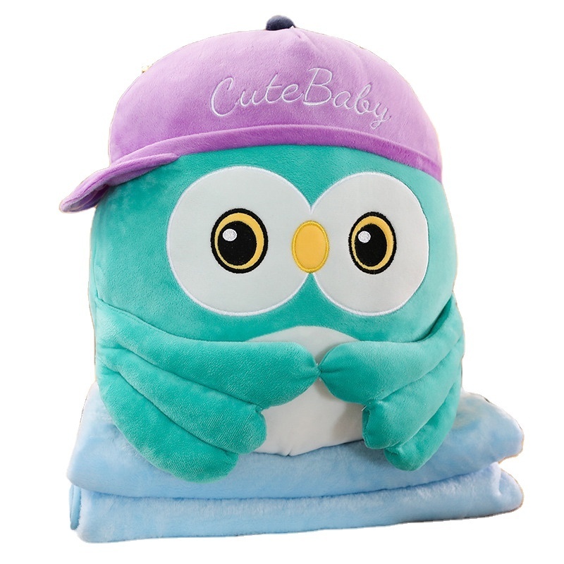 custom owl plush blanket stuffed toys plush animal toys with blanket gifts for kids