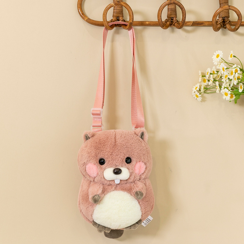 Wholesale Cute Squirrel Doll Messenger Bag Girls Birthday Gift Cartoon Hamster Plush Toy Backpack