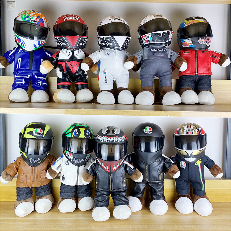 Motorcycle Rally Bear Stuffed Plush Toys Wholesale Motorcycle Decorations Racing Teddy Bear Dolls